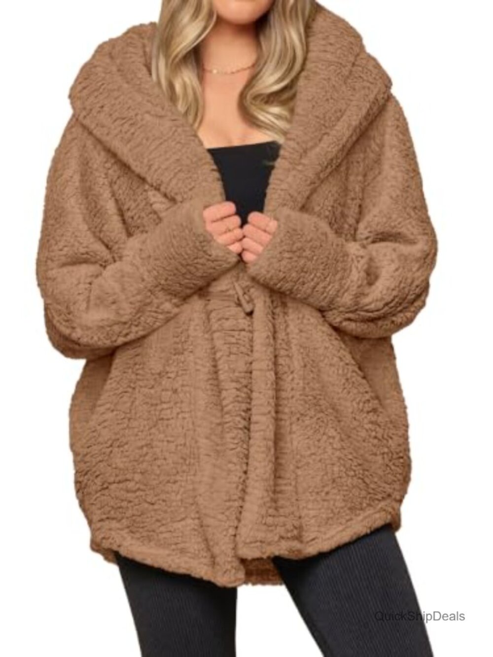 PRETTYGARDEN Women's Hooded Sherpa Fleece Faux Fur Jacket Winter Coat